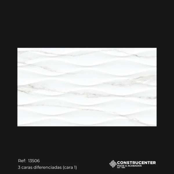 Pared Cerámica Relieve Ondas 32x58 cm